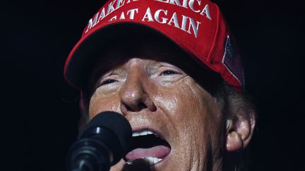 El candidato presidencial republicano Donald Trump durante su mitin en Coachella, California, el 12 de octubre de 2024. (Mario Tama/Getty Images Norteamérica)