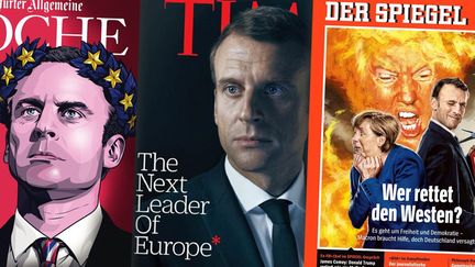 Emmanuel Macron à la une de plusieurs magazines étrangers. (FRANCEINFO)