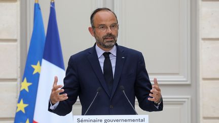 Le Premier ministre, Edouard Philippe, lors d'une conférence de presse à l'Elysée, le 4 septembre 2019. (LUDOVIC MARIN / AFP)