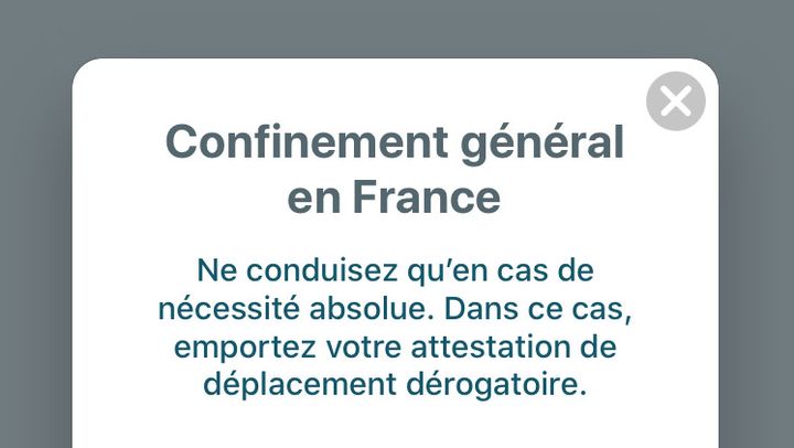 Capture d'écran de l'application de navigation routière "Waze", le 26 mars 2020. (ISABELLE GAUTIER / FRANCEINFO)