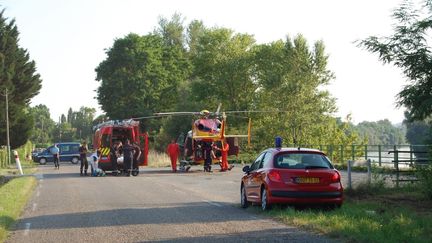 Un enfant est mort noy&eacute; dans la Dordogne, &agrave; Saint-Avit-Saint-Nazaire (Gironde), le 8 juillet 2013. Son fr&egrave;re, dans un &eacute;tat grave, a &eacute;t&eacute; transport&eacute; &agrave; l'h&ocirc;pital de Bordeaux.&nbsp; (MAXPPP)