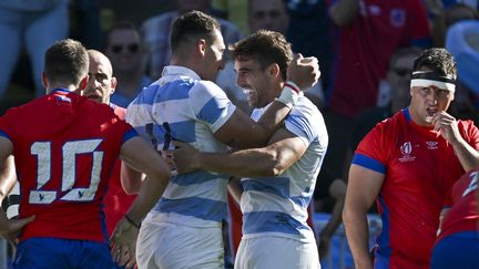 Les Argentins s'imposent face aux Chiliens en match de poule de la Coupe du monde 2023, le 30 septembre au stade de la Beaujoire à Nantes. (LOIC VENANCE / AFP)