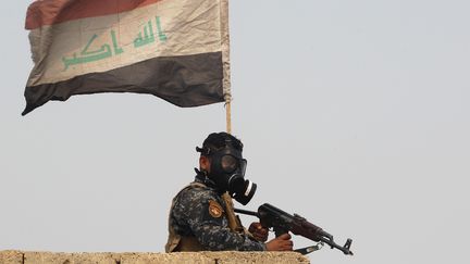 Un membre de l'armée irakienne lors d'une opération de reconquête d'un village au sud de Mossoul, le 24 octobre 2016 (AHMAD AL-RUBAYE / AFP)