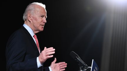 Le candidat démocrate à la présidentielle américaine, Joe Biden, le 12 mars 2020 à Wilmington (Etats-Unis). (SAUL LOEB / AFP)