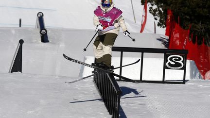 Tess Ledeux lors de l'étape de coupe du monde de slopestyle à Font-Romeu, le 16 janvier 2022. (RAYMOND ROIG / AFP)