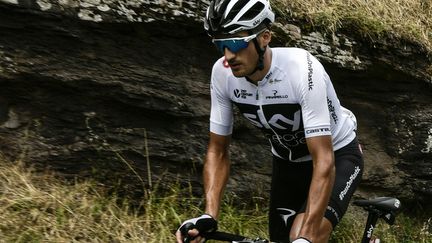 Le coureur italien de l'équipe Sky, Gianni Moscon, pendant la 15e étape du Tour de France, le 22 juillet 2018, entre Millau et Carcassonne. (PHILIPPE LOPEZ / AFP)