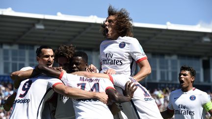 La joie des joueurs du PSG lors du Trophée des Champions (FRANCK FIFE / AFP)