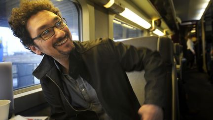 David Foenkinos dans le train de la Foire du Livre entre Paris et Brive
 (PHOTOPQR/LA MONTAGNE Quentin Reix )