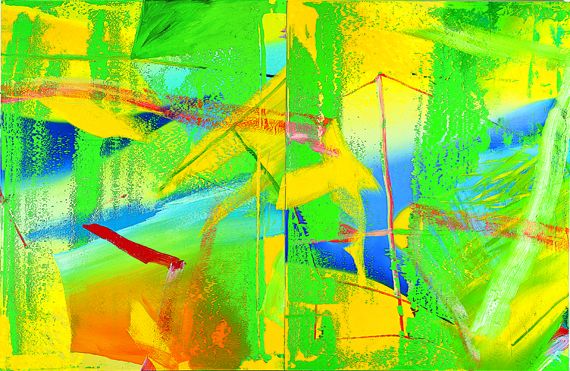 "Jaune-vert" ["Gelbgr&uuml;n"], 1982.&nbsp;Huile sur toile.&nbsp;260 &times; 400 cm.&nbsp;Baden-Baden, Museum Frieder Burda. (GERHARD RICHTER, 2012 / CMYK)