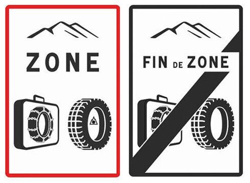 La signalisation progressivement implantée pour indiquer les zones de montagne où l'obligation d'équipements hivernaux s'appliquera&nbsp;à&nbsp;compter du 1er&nbsp;novembre&nbsp;2021, (MINISTERE DE L'INTERIEUR)