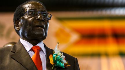 Robert Mugabe, le 7 avril 2016, à&nbsp;Harare&nbsp;(Zimbabwe).&nbsp; (JEKESAI NJIKIZANA / AFP)