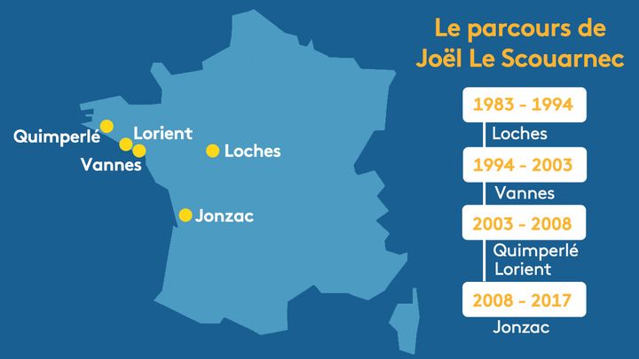 Le parcours de Joël Le Scouarnec. (STEPHANIE BERLU / RADIO FRANCE)