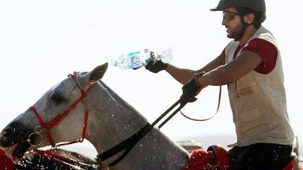 Le prince de Bahreïn Nasser Ben Hamad Al-Khalifa lors d'une compétition équestre en 2011. (MARWAN NAAMANI / AFP)