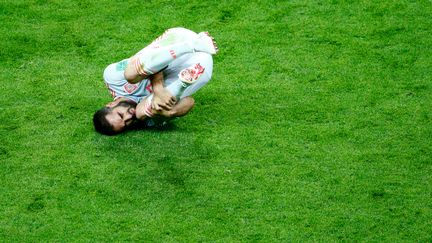 L'Espagnol&nbsp;Dani Carvajal face à la Russie le 20 juin 2018 à Kazan (Russie). (BENJAMIN CREMEL / AFP)