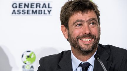 Andrea Agnelli lors de l'Assemblée générale de l'ECA (FABRICE COFFRINI / AFP)