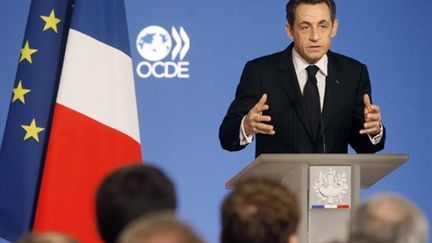 Sarkozy lors de l'anniversaire de l'ocde (13 décembre 2010) (AFP/MICHEL EULER)