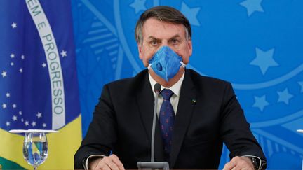 Le président brésilien Jaïr Bolsonaro lors d'une cpnférence de presse à Brasilia le 20 mars 2020 (ISAC NOBREGA / HANDOUT / MAXPPP)