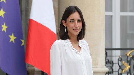 Brune Poirson,&nbsp;la secrétaire d'État à la Transition écologique et solidaire, le 17 octobre 2018 à l'Élysée. (JACQUES DEMARTHON / AFP)