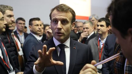 Emmanuel Macron à Angoulême (Charente), le 30 janvier 2020.&nbsp; (LUDOVIC MARIN / AFP)