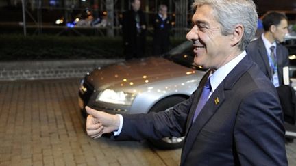 Le Premier ministre portugais, José Socrates, au sommet européen, le 25 mars 2011 à Bruxelles. (AFP/JEAN-CHRISTOPHE VERHAEGEN)