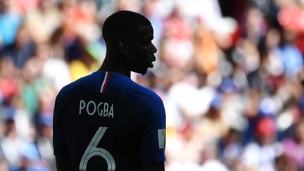 Le milieu de terrain tricolore Paul Pogba lors de la rencontre de la Coupe du monde France-Australie samedi 16 juin 2018. (FRANCK FIFE / AFP)