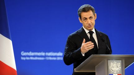 Nicolas Sarkozy, le 13 f&eacute;vrier 2012 &agrave; Issy-Les-Moulineaux (Hauts-de-Seine). (ERIC FEFERBERG / AFP)