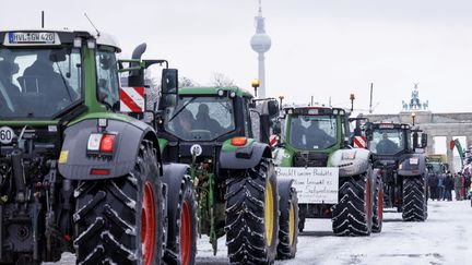 Farmers demonstrate at the wheel of their tractors in Berlin (Germany), January 16, 2024. (CARSTEN KOALL / DPA / AFP)