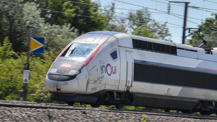 Un TGV Inoui de la SNCF roule sur l'axe nord en direction de Paris, en juin 2021. (DENIS CHARLET / AFP)