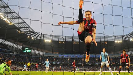 Le d&eacute;fenseur&nbsp;Craig Dawson de West&nbsp;Bromwich Albion tente d'arr&ecirc;ter le but marqu&eacute; par Manchester City lors d'un match du championnat d'Angleterre &agrave; Manchester (Royaume-Uni), le 21 avril 2014. (ANDREW YATES / AFP)