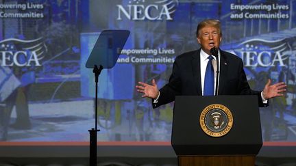 Donald Trump, le 2 octobre 2018, à&nbsp;Philadelphie (Pennsylvanie). (MARK MAKELA / GETTY IMAGES NORTH AMERICA / AFP)