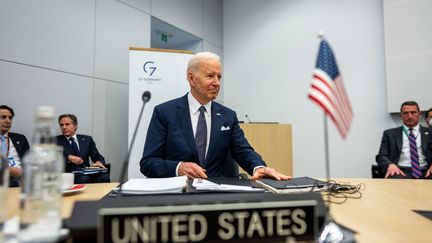 Le président américain, Joe Biden, au sommet du G7, à Bruxelles (Belgique), jeudi 24 mars 2022.&nbsp; (AFP)