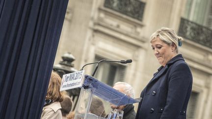 &nbsp; (Marine Le Pen lors du discours du 1er Mai à Paris. © Maxppp)