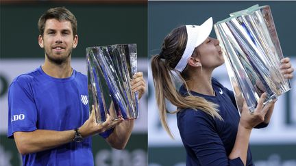 Cameron Norrie et Paula Badosa ont remporté leur deuxième de leur carrière à Indian Wells, dimanche 17 octobre 2021. (GETTY IMAGES VIA AFP / CLIVE BRUNSKILL / SEAN M. HAFFEY)