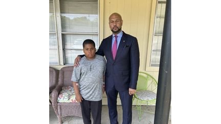 Aderrien Murry, le jeune enfant touché par balles à Indianola (Etats-Unis), le 26 mai 2023. (AFP)