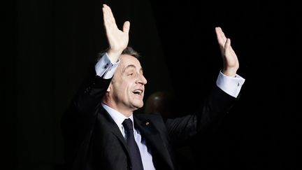 Le pr&eacute;sident de l'UMP, Nicolas Sarkozy, lors d'un meeting &agrave; Palaiseau (Essonne), le 16 mars 2015. (MAXPPP)