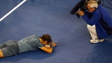 Rafael Nadal en pleurs après sa victoire à l'US Open (JOE SCARNICI / GETTY IMAGES NORTH AMERICA)