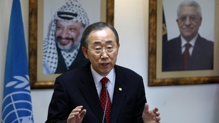 Ban Ki-Moon à Ramallah rappelle le soutien du Quartet à la création d'un Etat palestinien - 20/09/10 (AFP Abbas Momani)