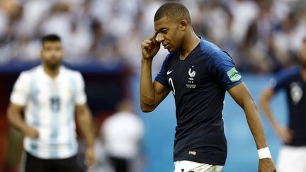 Kylian Mbappé face à l'Argentine, en 16e de finale de la Coupe du monde 2018 en Russie, le 30 juin à Kazan. (MEHDI TAAMALLAH / NURPHOTO)