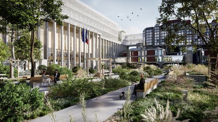 L'extension du tribunal de Bobigny vue depuis le jardin et imaginée par l'agence d'architectes PCA-Stream. (©PCA-STREAM)