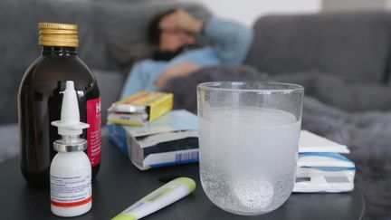 Une femme couchée, malade de la grippe (photo d'illustration).&nbsp; (JEAN-FRAN?OIS FREY / MAXPPP)