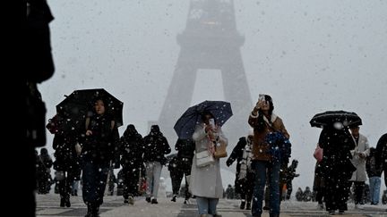 Des flocons de neige tombent dans le ciel de Paris, le 21 novembre 2024. (OUEST FRANCE / MAXPPP)