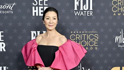 L'actrice Michelle Yeoh, nommée pour l'Oscar de la meilleure actrice pour son rôle dans "Everything Everywhere All At Once", le 15 janvier 2023 à Los Angeles (Etats-Unis). (JOHN SCIULLI / GETTY IMAGES NORTH AMERICA / AFP)