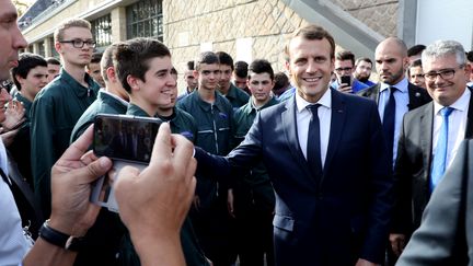 Emmanuel Macron à Egletons (Corrèze), mercredi 4 octobre 2017. (LUDOVIC MARIN / AFP)