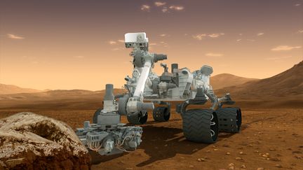 Une maquette du robot Curiosity, qui doit se poser sur Mars lundi 6 ao&ucirc;t 2012. (HO / NASA/JPL-CALTECH/ASU)