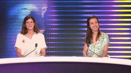 Clara Chappaz et Julie Ranty, la directrice de la mission French Tech et la directrice générale de Viva Technology étaient les invitées du "8h30 franceinfo", samedi 18 juin 2022. (FRANCEINFO / RADIOFRANCE)