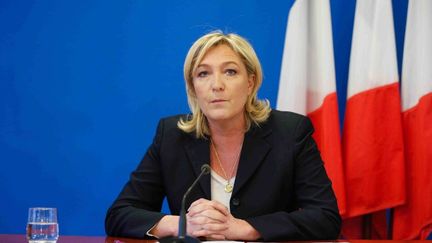 Marine Le Pen donne une conf&eacute;rence de presse au si&egrave;ge du Front national, &agrave; Nanterre (Hauts-de-Seine), le 6 f&eacute;vrier 2015. (CITIZENSIDE.COM / AFP)