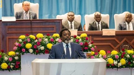 Le président Joseph Kabila à Kinshasa le 19 juillet 2018 (JUNIOR D. KANNAH / AFP)