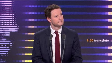 Clément Beaune,&nbsp;ministre délégué chargé des Transport, sur franceinfo, lundi 20 mars 2023. (FRANCEINFO / RADIOFRANCE)