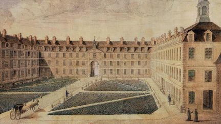 L'hôpital des Quinze Vingts à Paris, en 1809. (https://commons.wikimedia.org/wiki/File:Caserne_Quinze-Vingts_1809.jpg?uselang=fr)