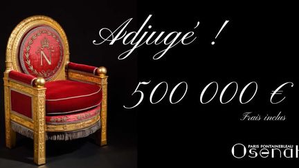 Un "fauteuil de trône" impérial a été adjugé 500 000 euros, le 7 avril 2019, à Fontainebleau (Seine-et-Marne).&nbsp; (TWITTER / OSENAT)